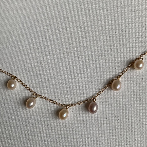 14K Yellow Gold Pearl Necklace - Picture 3 of 5